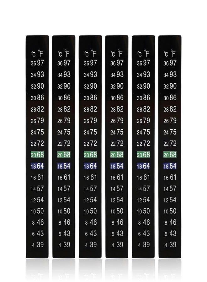 Creztail 6 Pack Aquarium Thermometer Strips, 39-97℉ Fish Tank Thermometer Tape, Amphibian and Reptile Thermometer Stickers, Adhesive Brewing Thermometer Stickers for Kombucha, Wine & Beer - Image 1